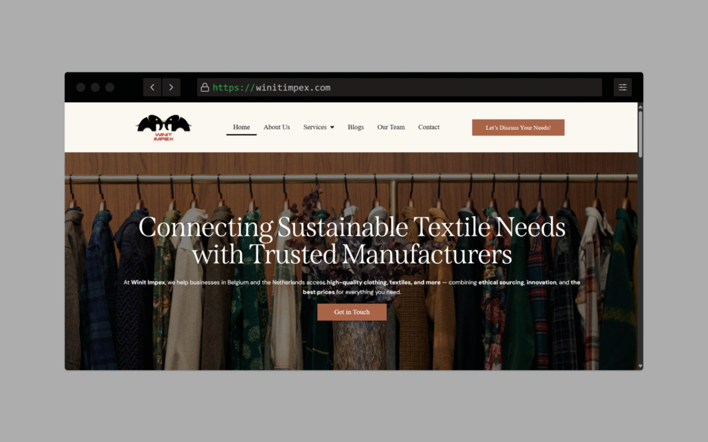 Winit Impex sourcing agency website